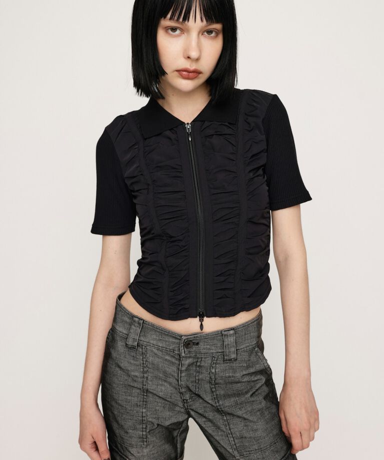 SLY「FRONT GATHER ZIP トップス」|Tシャツ・カットソー|