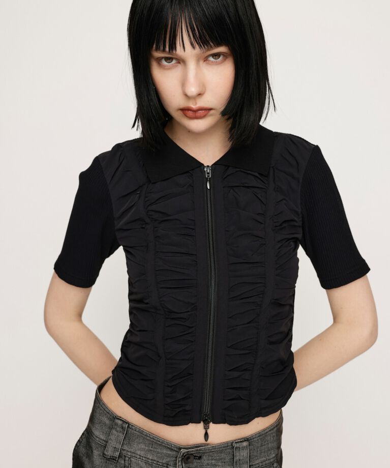 SLY「FRONT GATHER ZIP トップス」|Tシャツ・カットソー|
