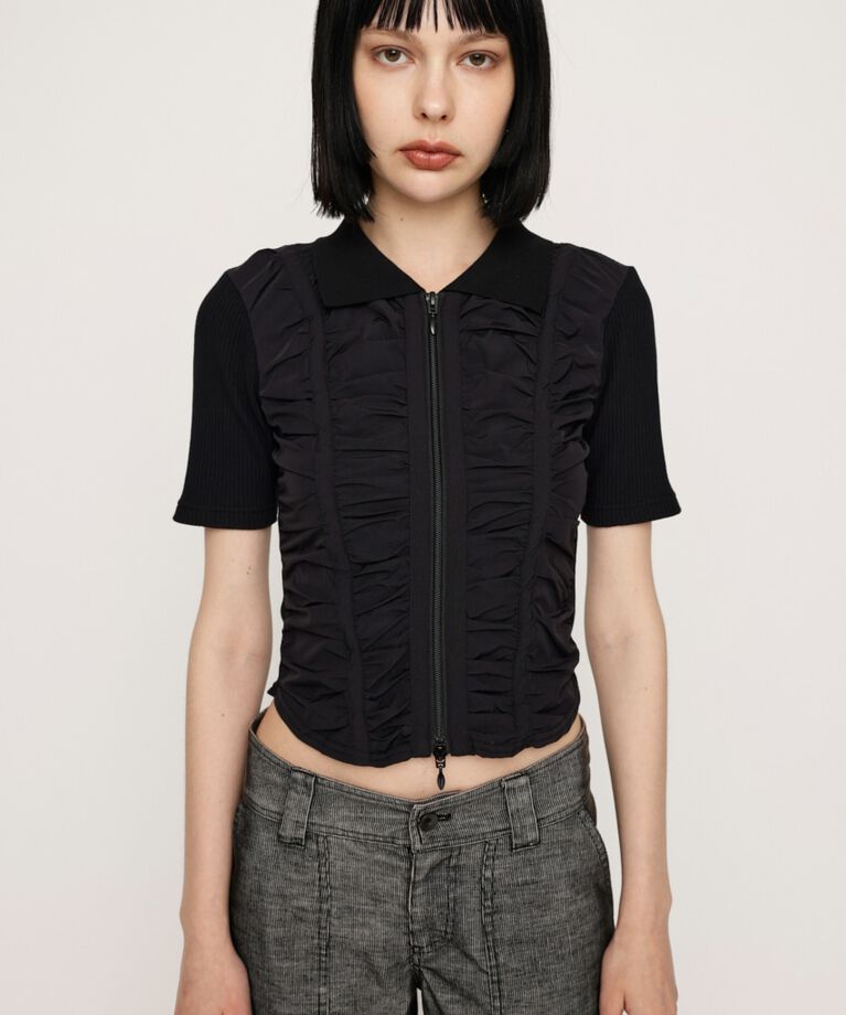 SLY「FRONT GATHER ZIP トップス」|Tシャツ・カットソー|