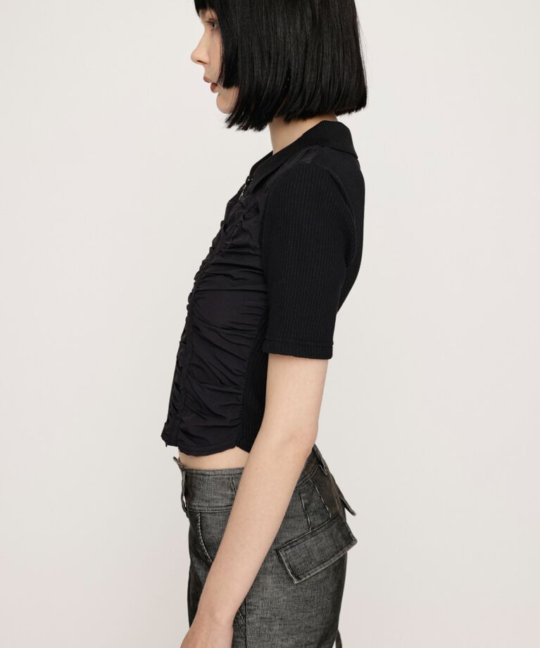 SLY「FRONT GATHER ZIP トップス」|Tシャツ・カットソー|