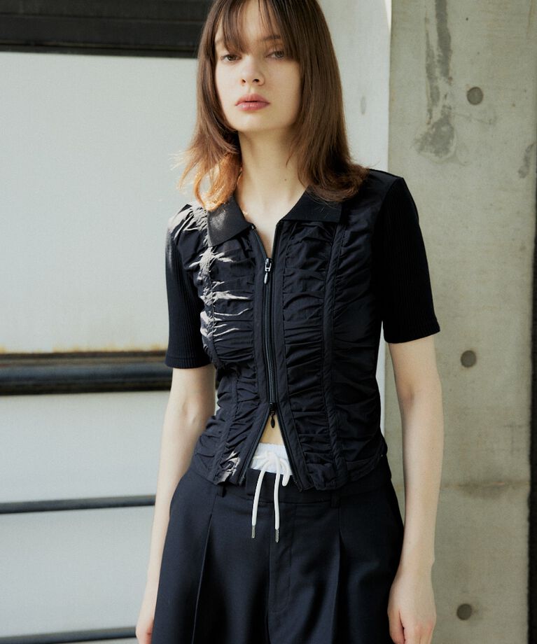 SLY「FRONT GATHER ZIP トップス」|Tシャツ・カットソー|