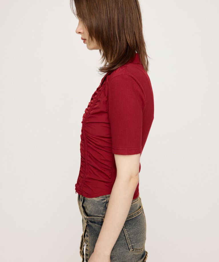 SLY「FRONT GATHER ZIP トップス」|Tシャツ・カットソー|