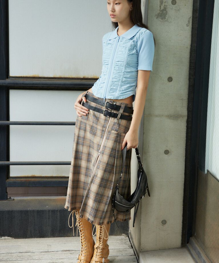 SLY「FRONT GATHER ZIP トップス」|Tシャツ・カットソー|