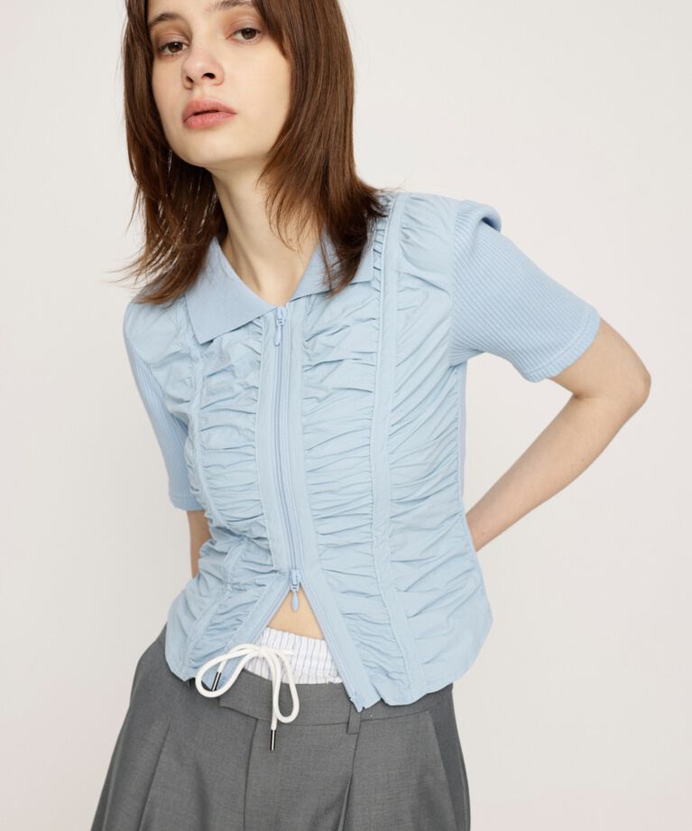 SLY「FRONT GATHER ZIP トップス」|Tシャツ・カットソー|