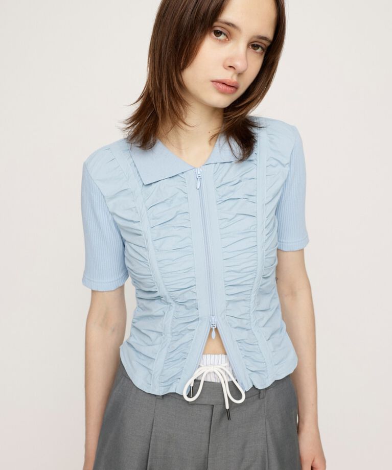 SLY「FRONT GATHER ZIP トップス」|Tシャツ・カットソー|