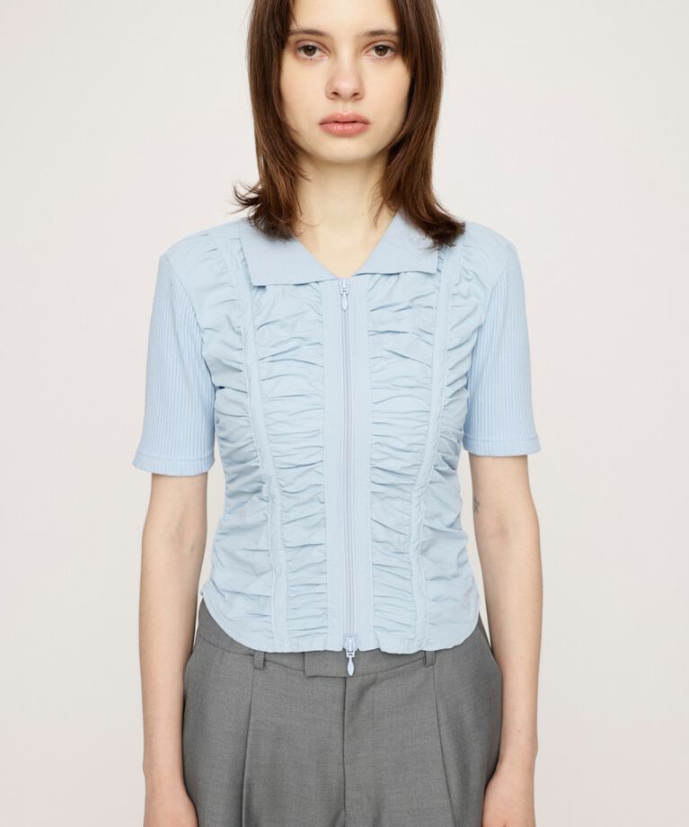 SLY「FRONT GATHER ZIP トップス」|Tシャツ・カットソー|