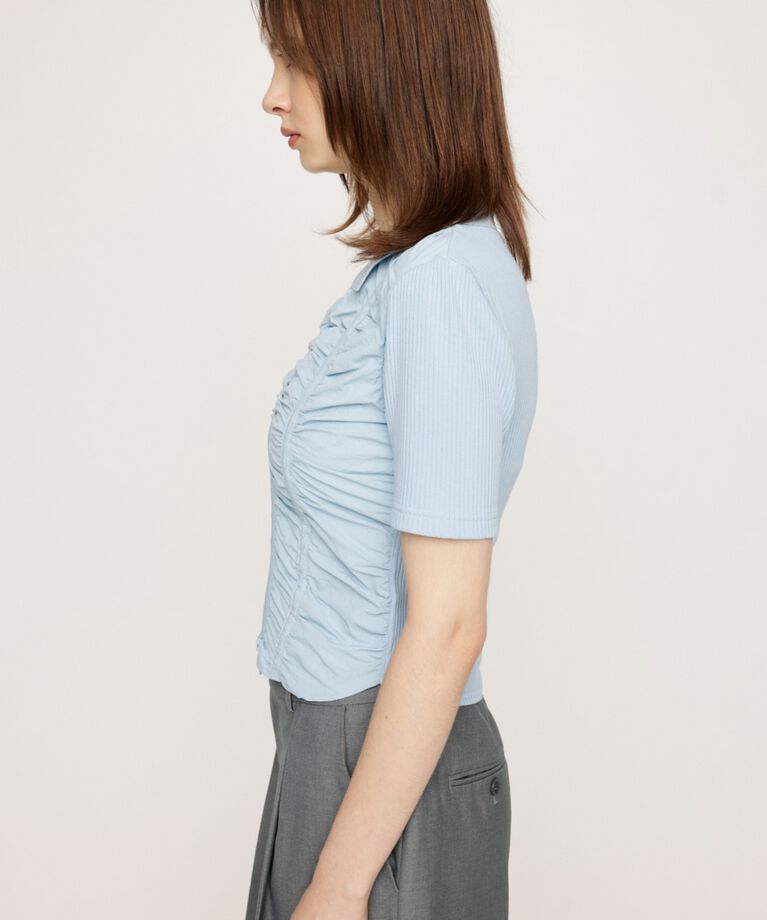 SLY「FRONT GATHER ZIP トップス」|Tシャツ・カットソー|