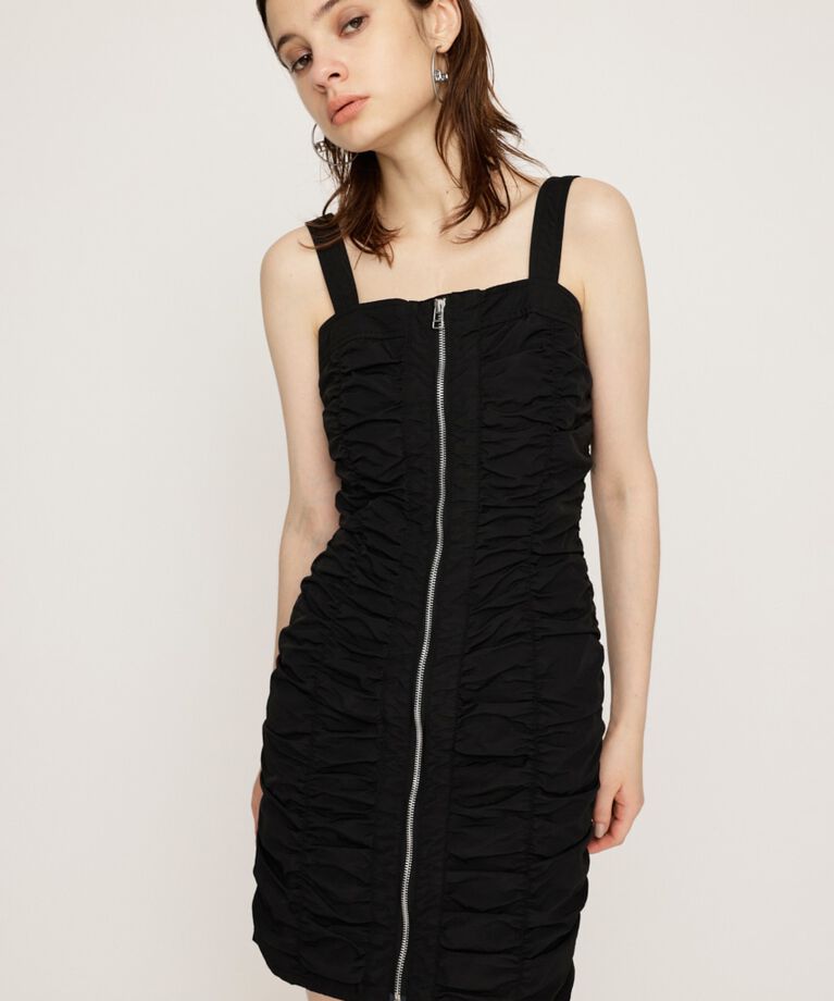 SLY「NYLON GATHER CAMI ショートワンピース」|ワンピース|BLK