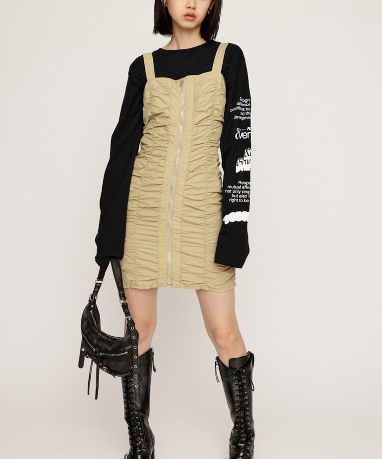 SLY「NYLON GATHER CAMI ショートワンピース」|ワンピース|BEG