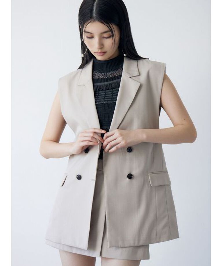 MURUA「バックベルトテーラードジレ【セット販売対象】」|ベスト・ジレ|ベージュ