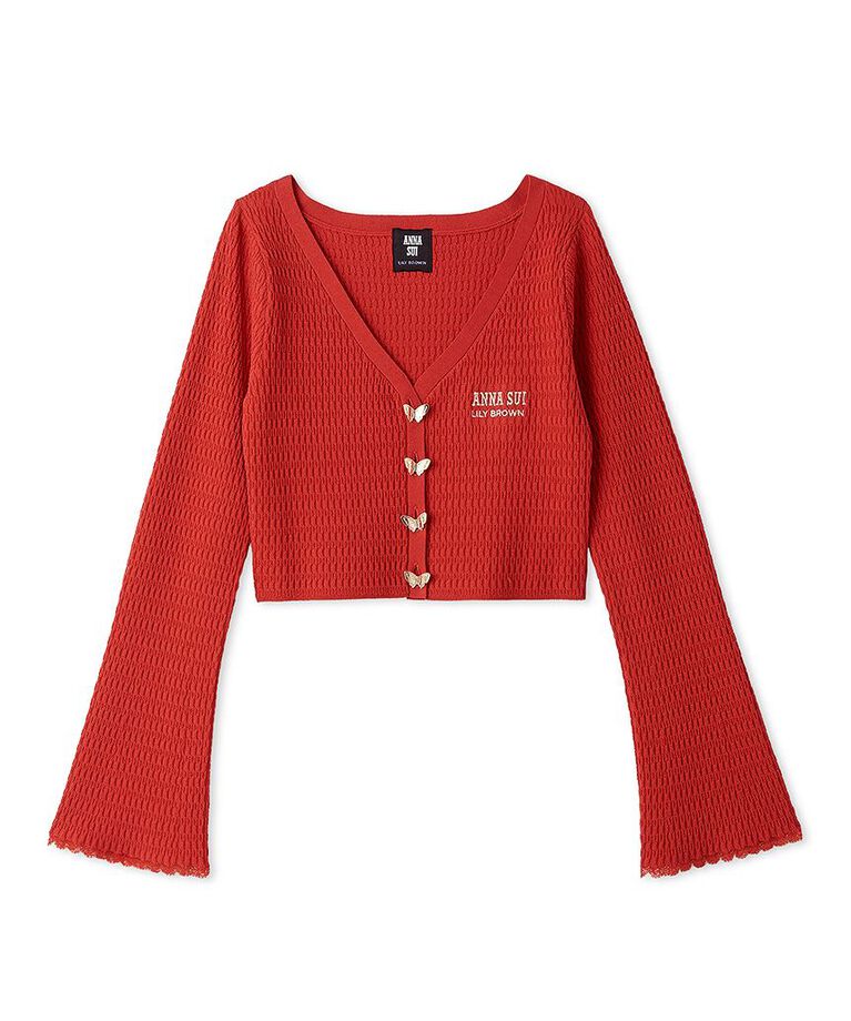 LILY BROWN「【WEB限定カラー】【LILY BROWN × ANNA SUI】バタフライカーディガン」|カーディガン|RED