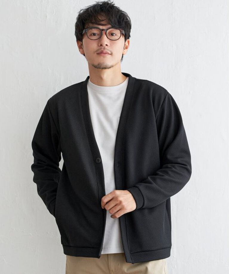 ikka「パイナップルワンボタンカーデ」|カーディガン|ブラック