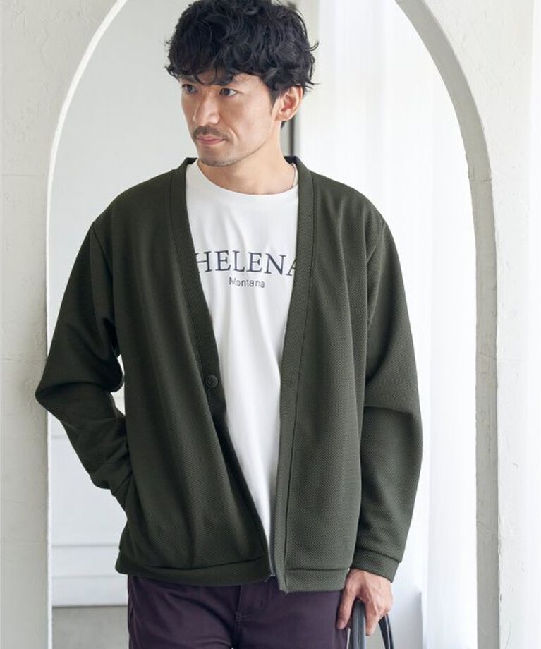 ikka「パイナップルワンボタンカーデ」|カーディガン|
