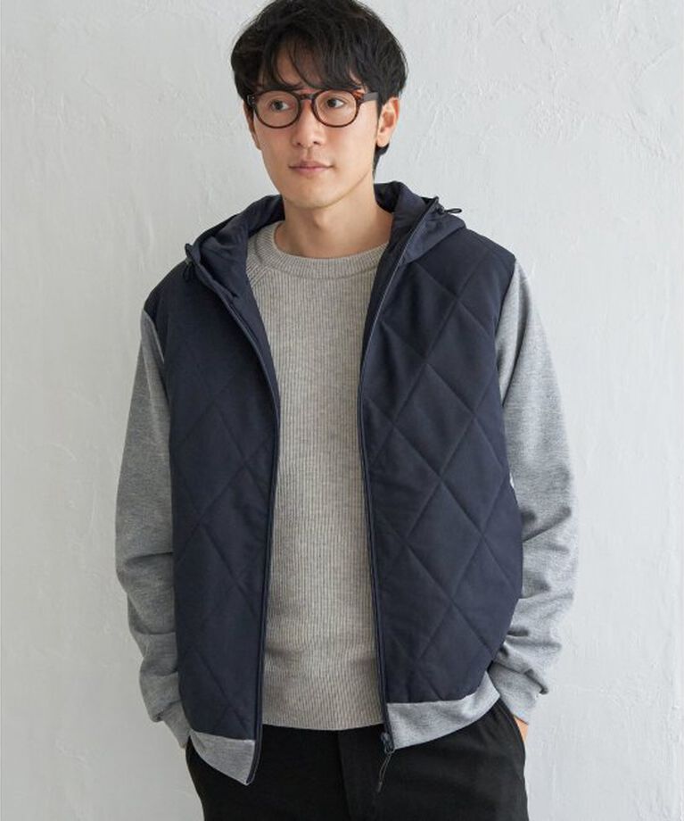 ikka「sorona(R)コンビ中綿パーカー」|ブルゾン・スタジャン|ネイビーブルー