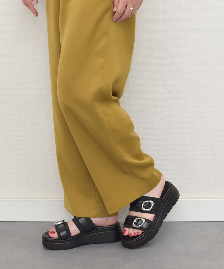 IMPORT SELECT「【ITALIAN SHOEMAKERS】厚底ダブルベルトミュールサンダル」|サンダル|BL