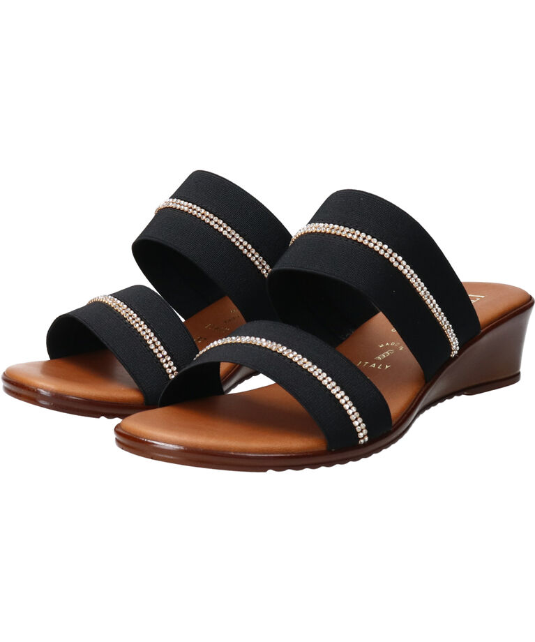 IMPORT SELECT「【ITALIAN SHOEMAKERS】ラインストーン2本ベルトミュールサンダル」|サンダル|BL