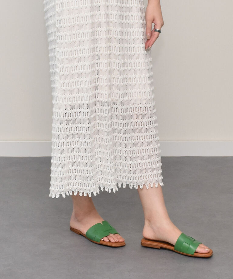 IMPORT SELECT「【Oh my Sandals】スクエアトウフラットレザーサンダル」|サンダル|GR