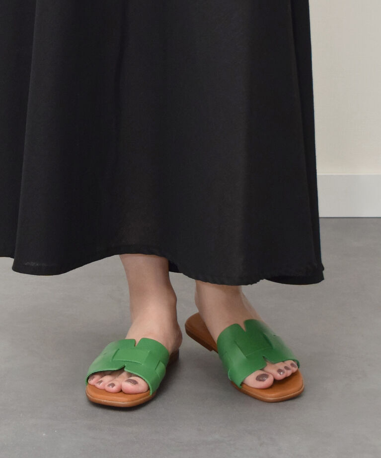 IMPORT SELECT「【Oh my Sandals】スクエアトウフラットレザーサンダル」|サンダル|