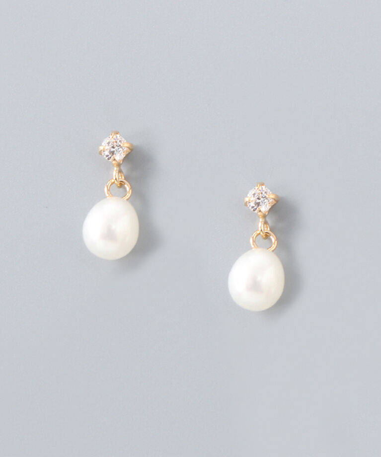 Phoebe「【K10】エリプスパールビジューピアス／BOXつき」|ピアス|ゴールド