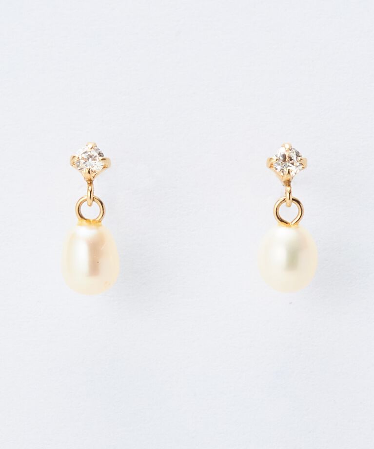 Phoebe「【K10】エリプスパールビジューピアス／BOXつき」|ピアス|ゴールド