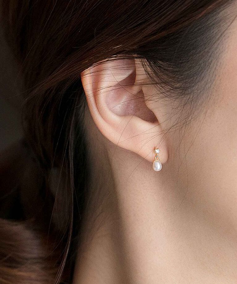 Phoebe「【K10】エリプスパールビジューピアス／BOXつき」|ピアス|