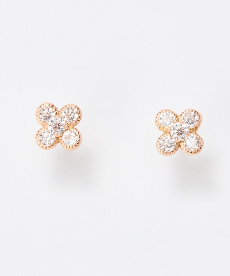 Phoebe「【K10RG】フラワービジューピアス／BOX＆ショッパーつき」|ピアス|ローズゴールド