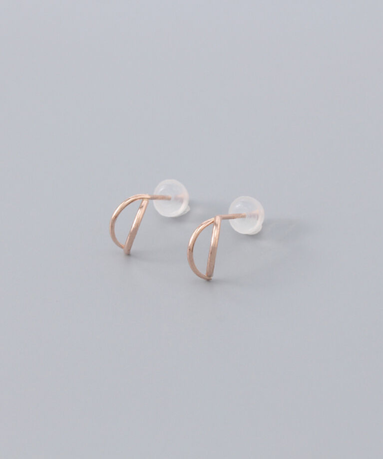 Phoebe「【K10RG】ダブルハーフフープピアス／BOX＆ショッパーつき」|ピアス|ローズゴールド