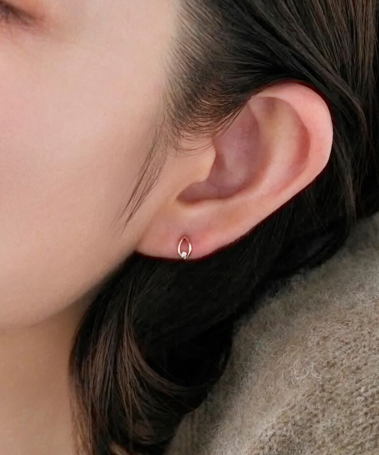 Phoebe「【K10】リーフダイヤモンドピアス　ローズゴールド／限定BOX＆ショッパーつき」|ピアス|ローズゴールド