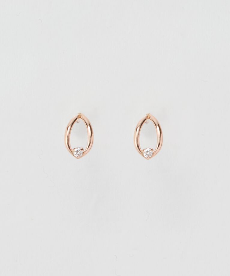 Phoebe「【K10】リーフダイヤモンドピアス　ローズゴールド／限定BOX＆ショッパーつき」|ピアス|