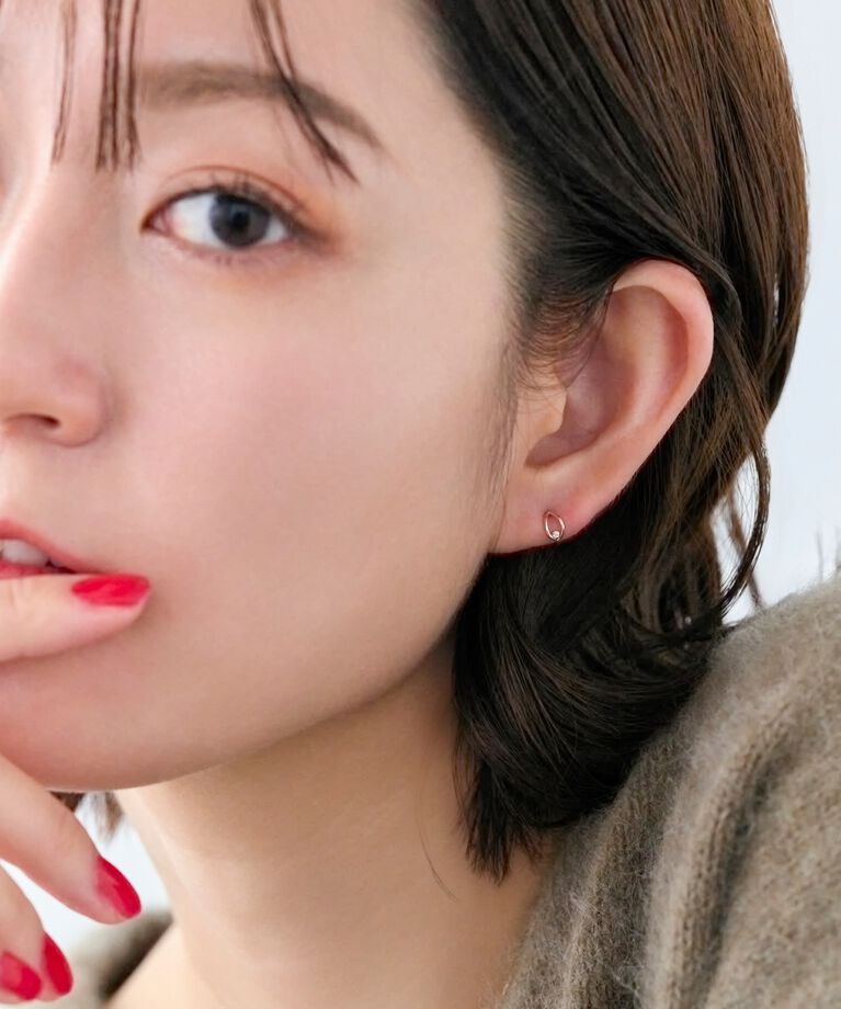 Phoebe「【K10】リーフダイヤモンドピアス　ローズゴールド／限定BOX＆ショッパーつき」|ピアス|