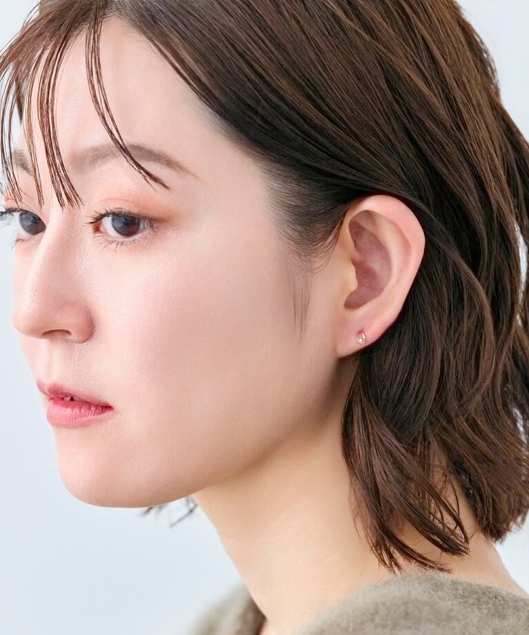 Phoebe「【K10】リーフダイヤモンドピアス　ローズゴールド／限定BOX＆ショッパーつき」|ピアス|