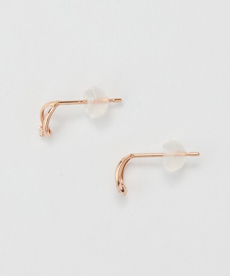 Phoebe「【K10】リーフダイヤモンドピアス　ローズゴールド／限定BOX＆ショッパーつき」|ピアス|