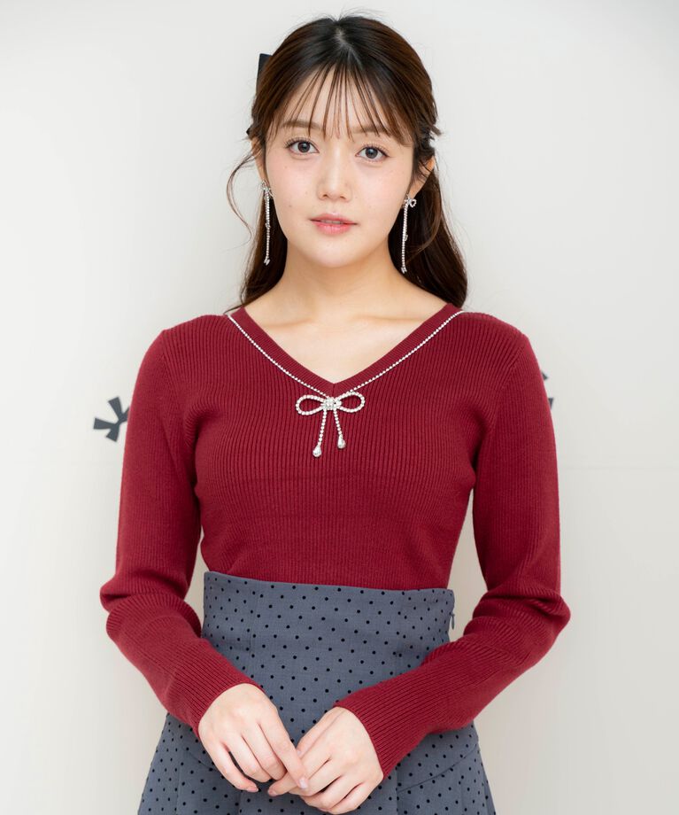 WILLSELECTION「リボンブローチ付き2WAYニットプルオーバー」|ニット・セーター|