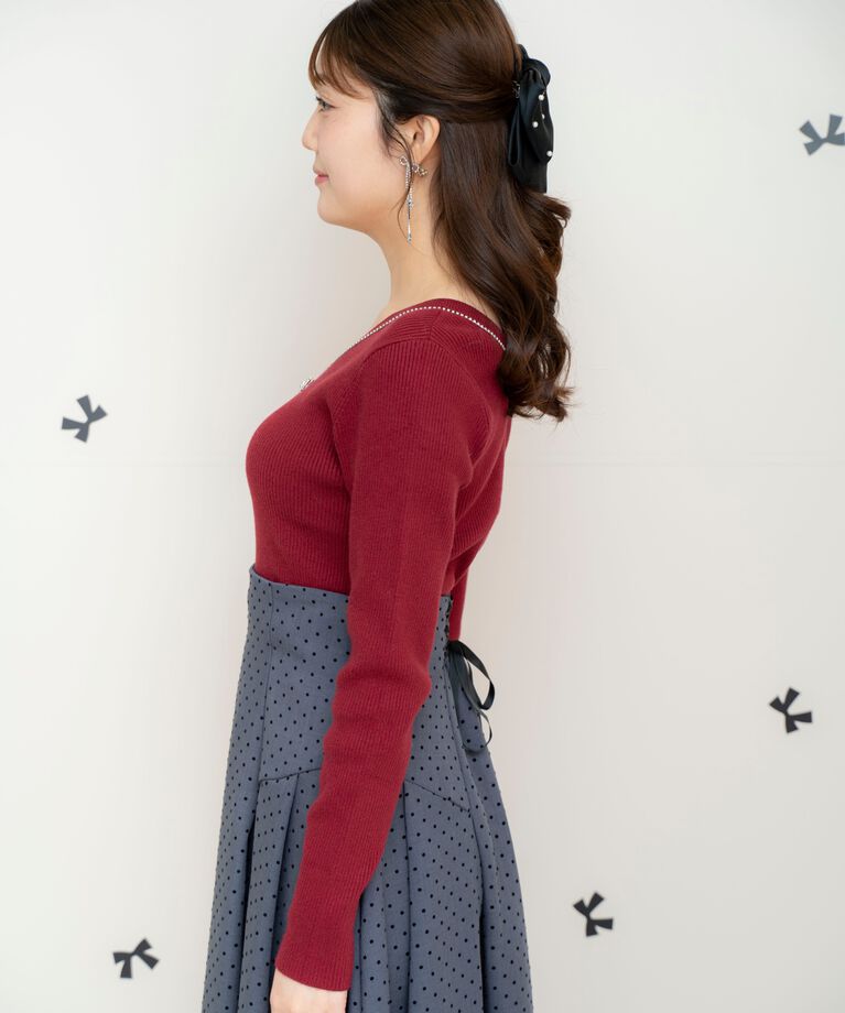 WILLSELECTION「リボンブローチ付き2WAYニットプルオーバー」|ニット・セーター|