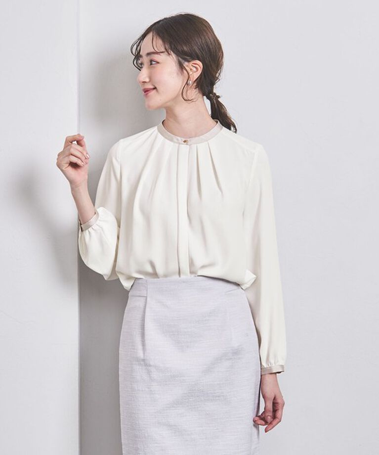 UNITED ARROWS「バイカラー パイピング ブラウス」|シャツ・ブラウス|OFF WHITE