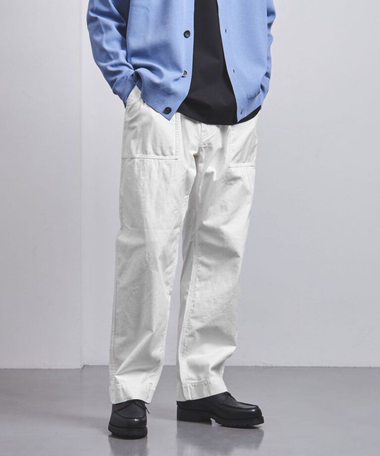 UNITED ARROWS「オーガニックコットン バックサテン ファティーグパンツ」|チノ|WHITE