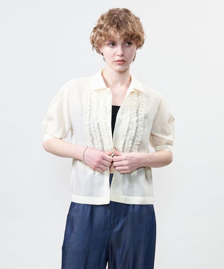 ASTRAET「＜ASTRAET＞フリル パフスリーブブラウス」|シャツ・ブラウス|OFF WHITE