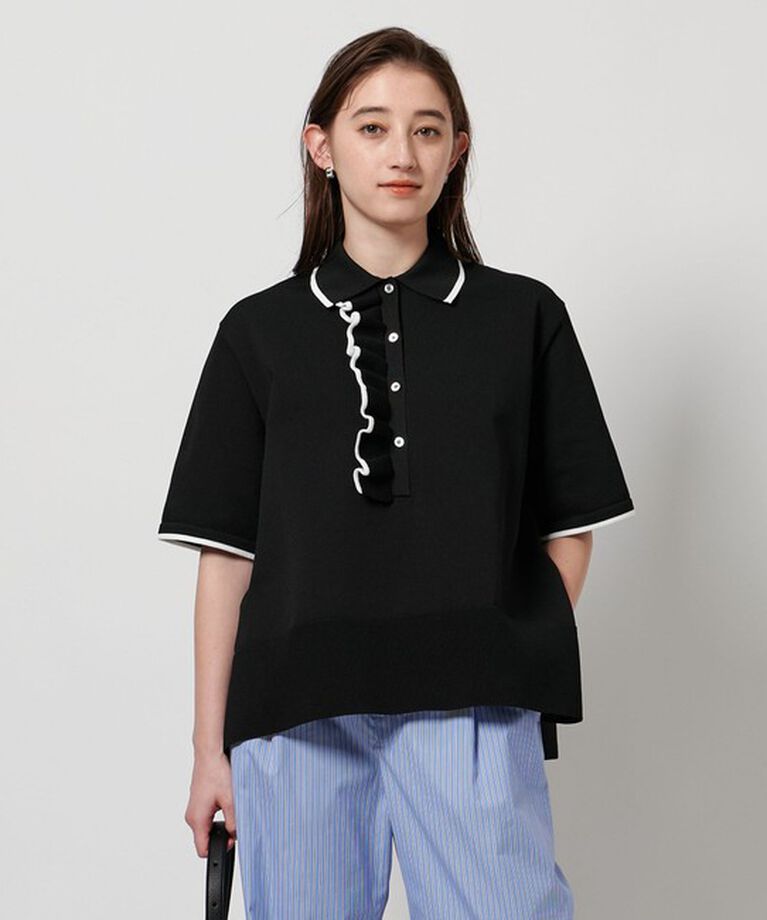 UNITED ARROWS「ミニマルフリル  ニット 5SL」|ニット・セーター|BLACK