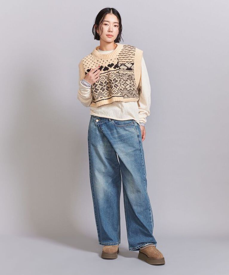 BEAUTY&YOUTH UNITED ARROWS「ダメージ ラップワイド デニムパンツ」|デニム|