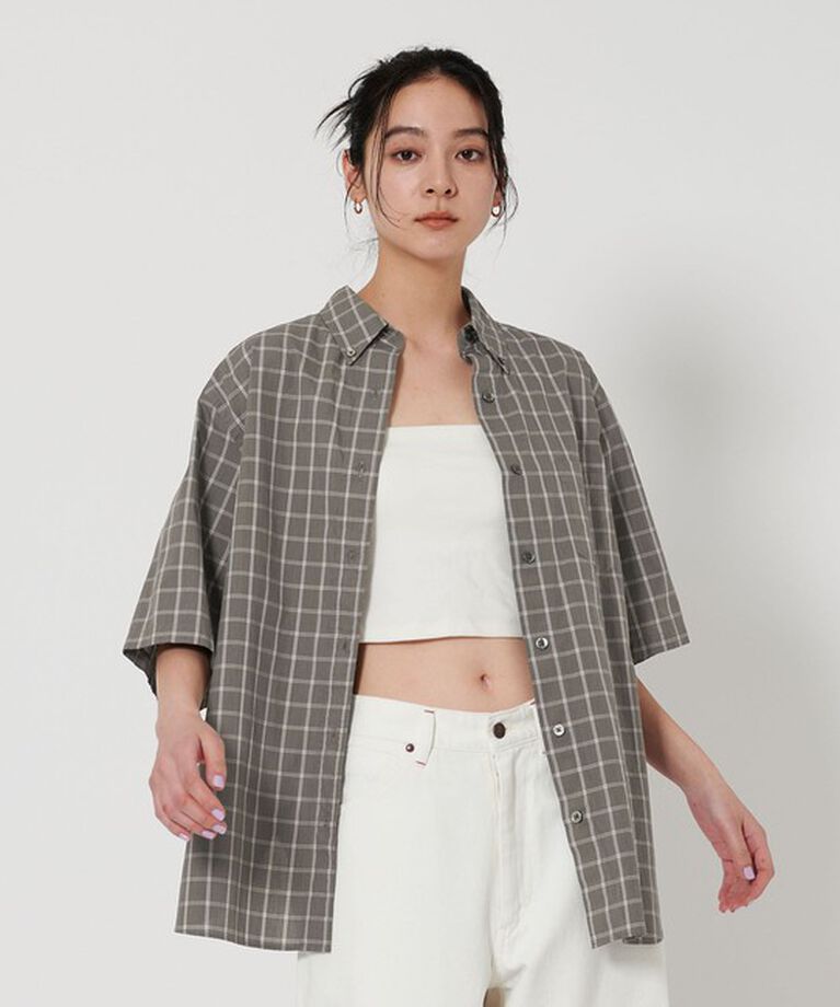 BEAUTY&YOUTH UNITED ARROWS「コットンチェック ショートスリーブ シャツ」|シャツ・ブラウス|DK.GRAY