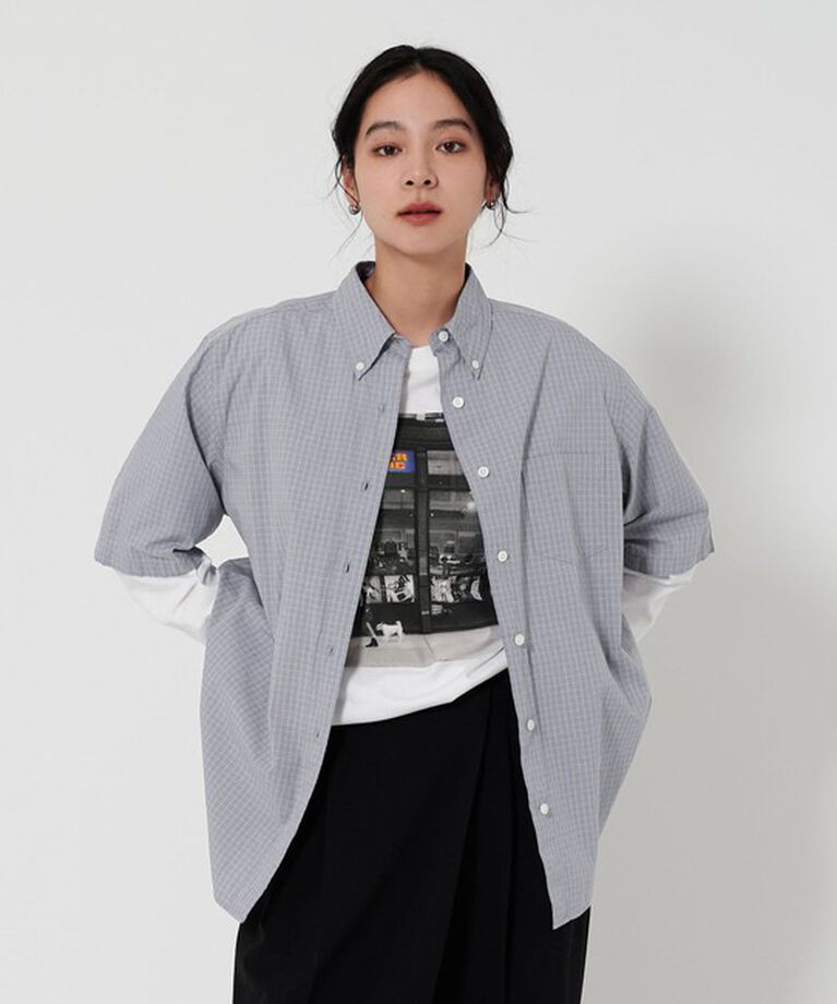 BEAUTY&YOUTH UNITED ARROWS「コットンチェック ショートスリーブ シャツ」|シャツ・ブラウス|LT.BLUE