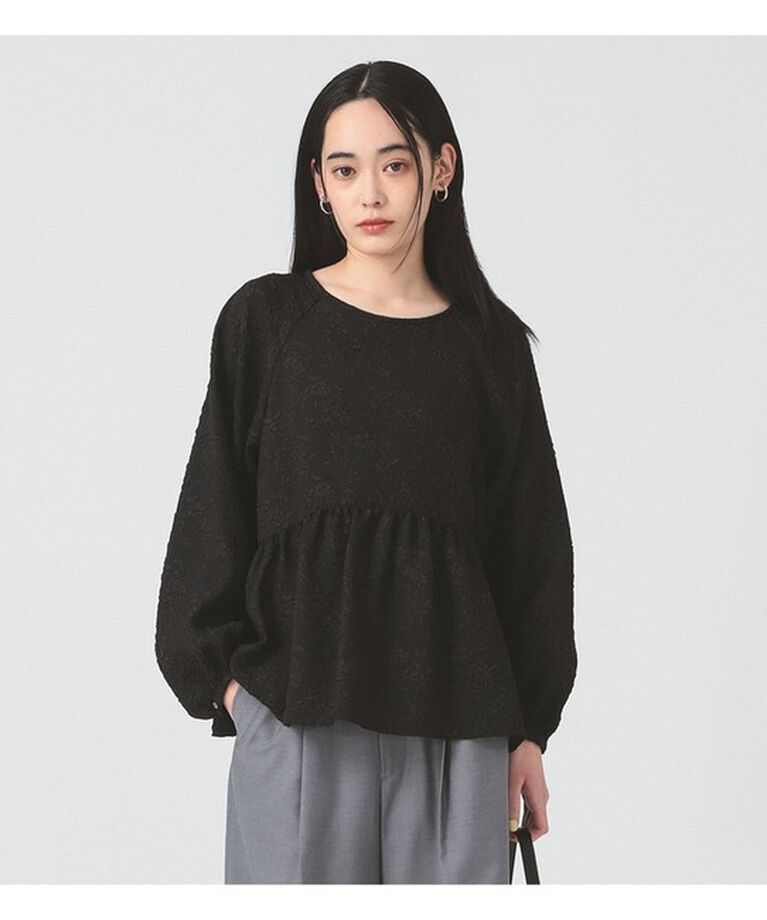 Ray BEAMS 「ジャガード ギャザー キリカエ ブラウス」|シャツ・ブラウス|BLACK