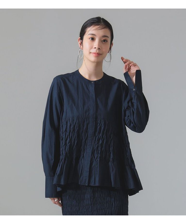 Demi-Luxe BEAMS 「【別注】ne Quittez pas / コットンポプリン ウエーブタック ブラウス」|シャツ・ブラウス|別D.NAVY