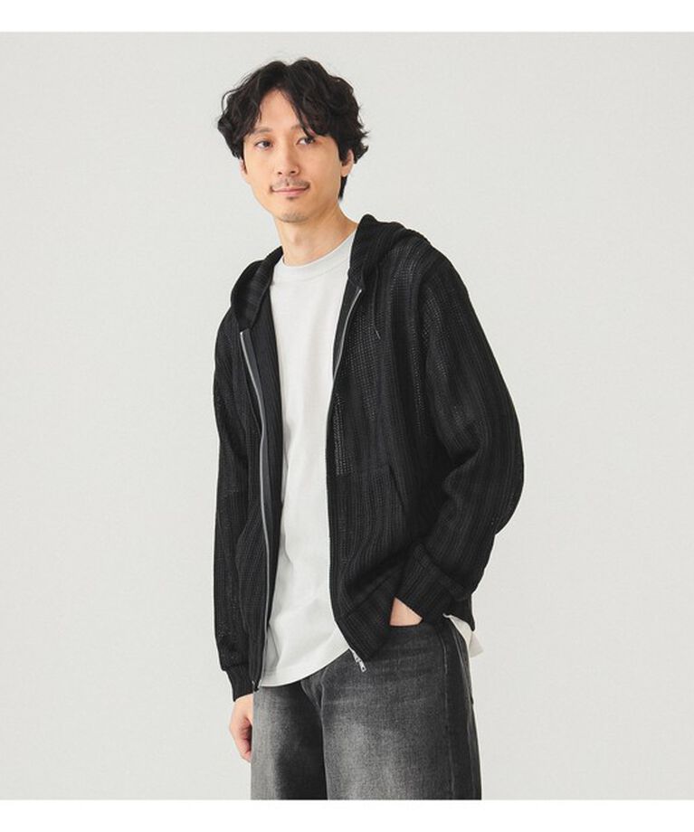 BEAMS「メッシュ フーディー」|スウェット・ジャージ|BLACK