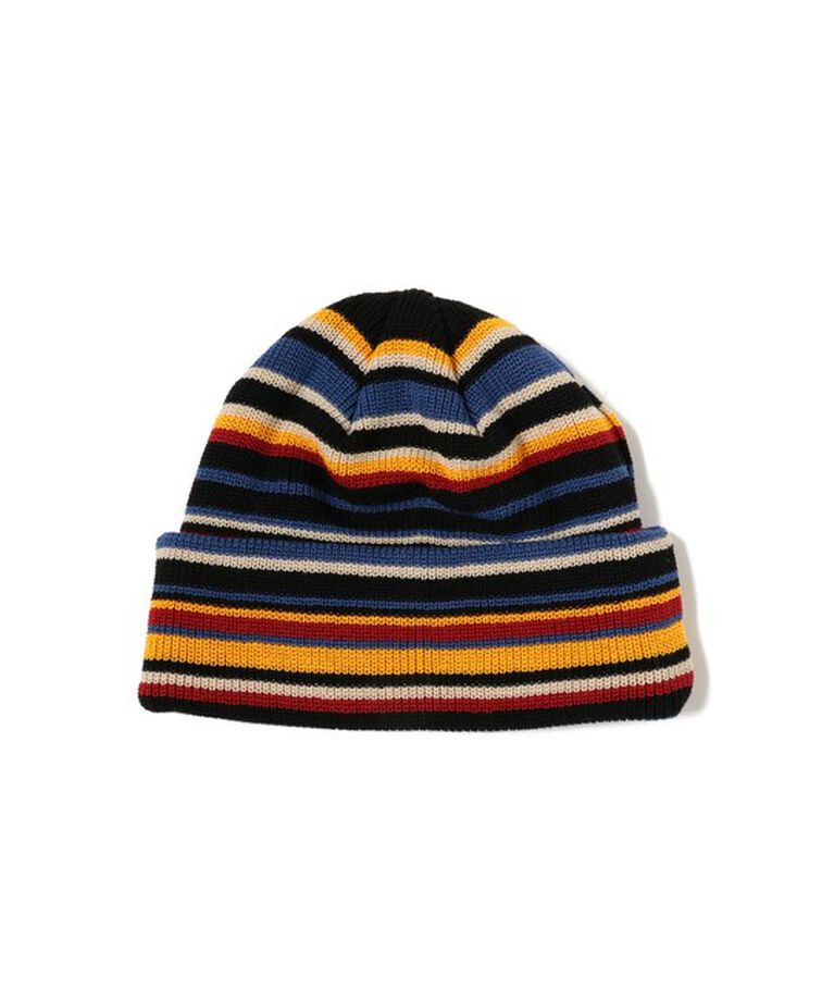 BEAMS「マルチボーダー ワッチキャップ」|キャップ・キャスケット|BLACK