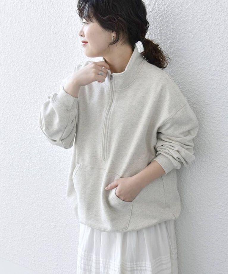 SHIPS any「SHIPS any: COTTON USA ハーフジップ ドロスト プルオーバー スウェット◇」|スウェット・ジャージ|