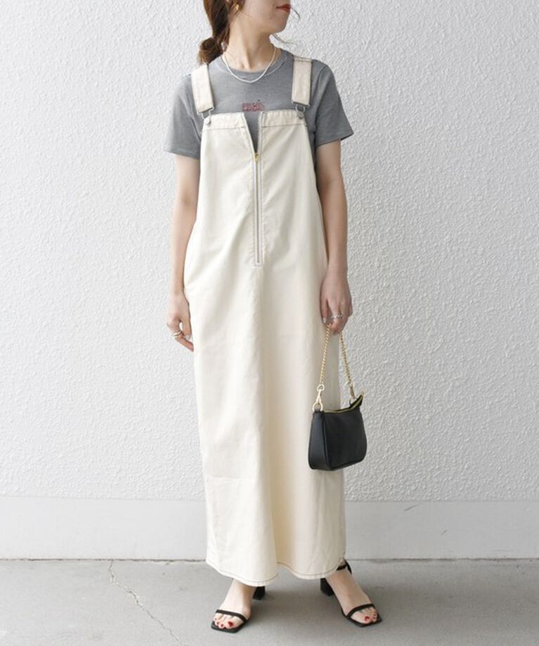 SHIPS any「SHIPS any:〈洗濯機可能〉フロントジップ ジャンパー スカート［SHIPS any DENIM］」|ジャンパースカート|ナチュラル