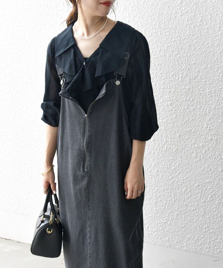 SHIPS any「SHIPS any:〈洗濯機可能〉フロントジップ ジャンパー スカート［SHIPS any DENIM］」|ジャンパースカート|