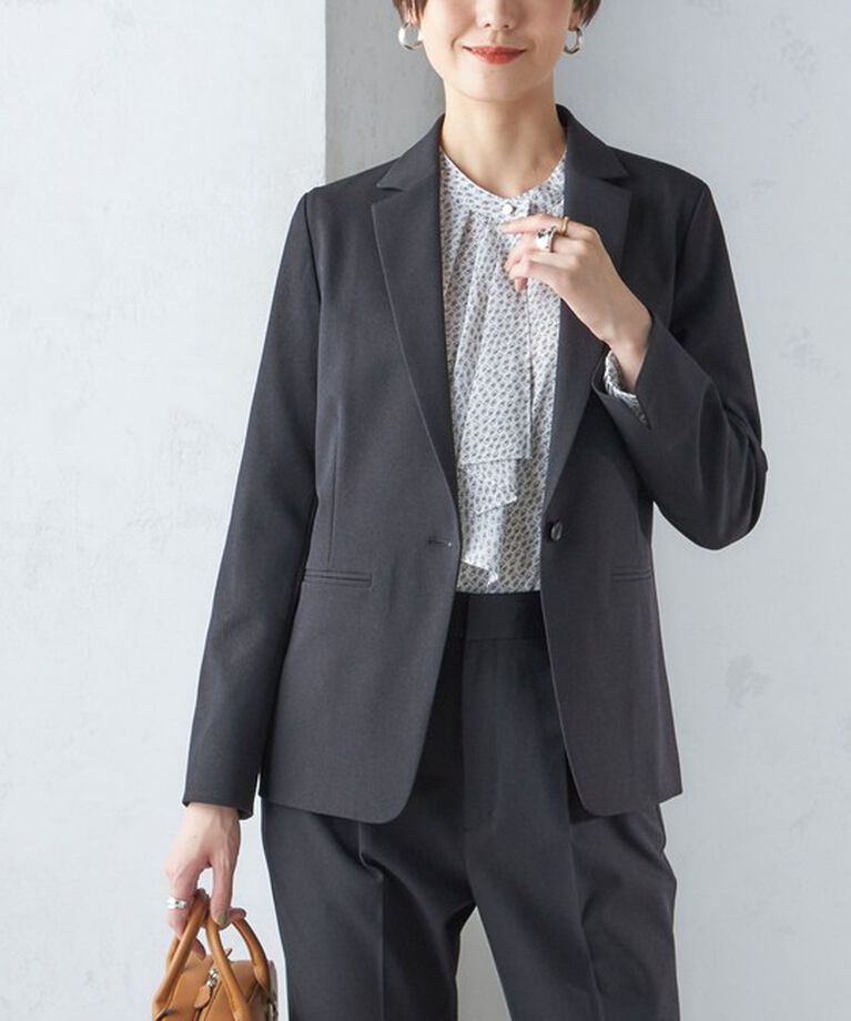 SHIPS for women「〈手洗い可能〉ツイル ストレッチ テーラード ジャケット（セットアップ対応）」|テーラードジャケット|ブラック