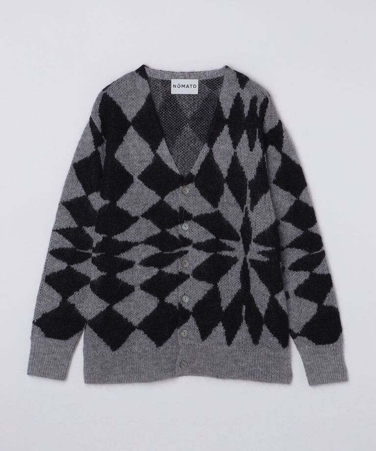 SHIPS「NOMA t.d.: JACQUARD DIAMOND CARDIGAN」|カーディガン|ブラック